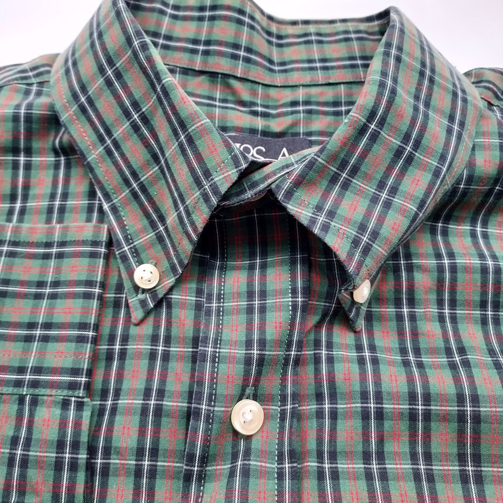 Jos. A. Bank Traveler's Collection Green Plaid Button Down Shirt - L